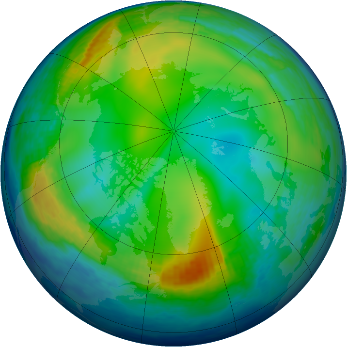 Arctic ozone map for 30 December 1992